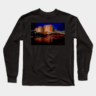Leeds Water Front Night Time Impressionist Long Sleeve T-Shirt